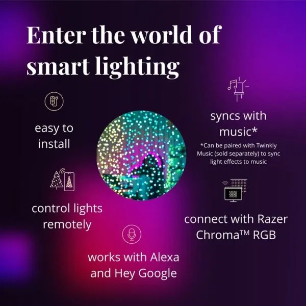 Twinkly TWW210SPP-TEU kültéri RGB LED karácsonyi fényfüggöny, 210 LED, 6,1 m, IP