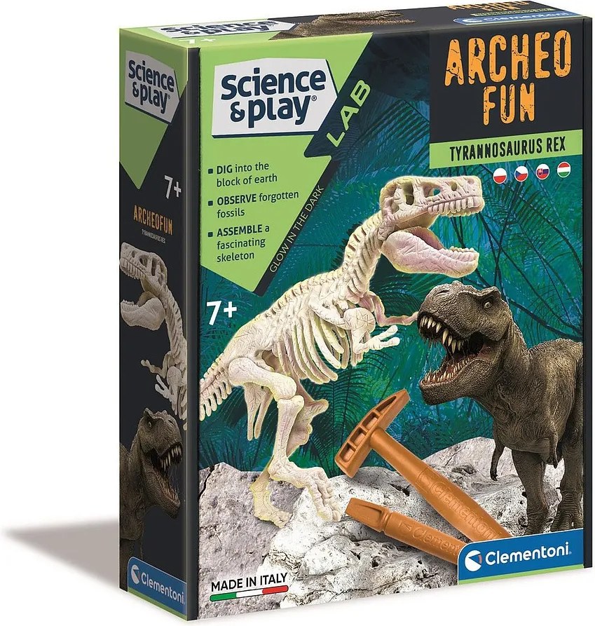 Világító dinoszaurusz Archeo Fun T-Rex régészeti készlet Clementoni