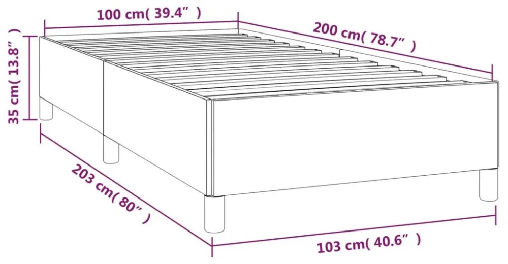 sötétszürke bársony ágykeret matrac nélkül 100x200 cm