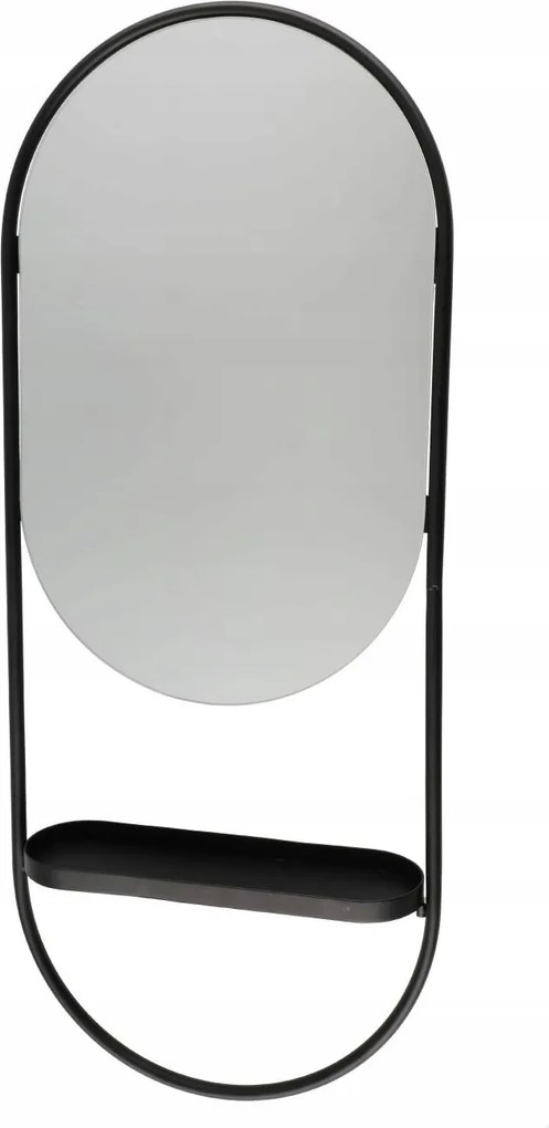 Fali Tükör Ovális Fekete Fém Polccal 90X38X10,5 CM 1 Kg-ig