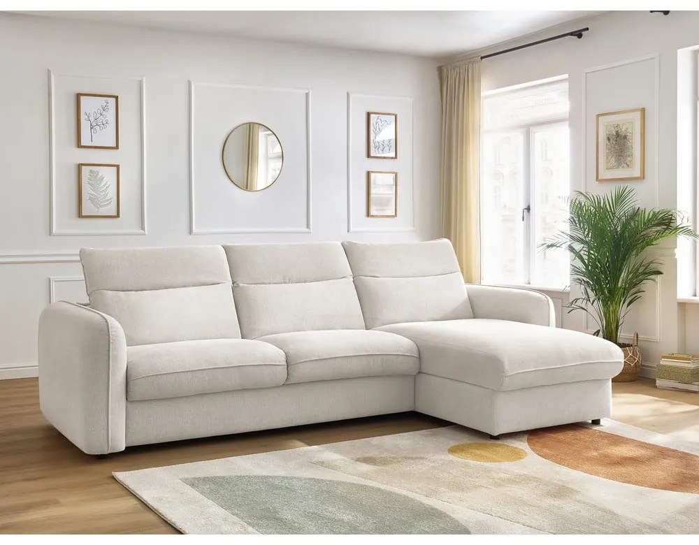 Fehér kinyitható sarokkanapé (variálható) Achille – Bobochic Paris