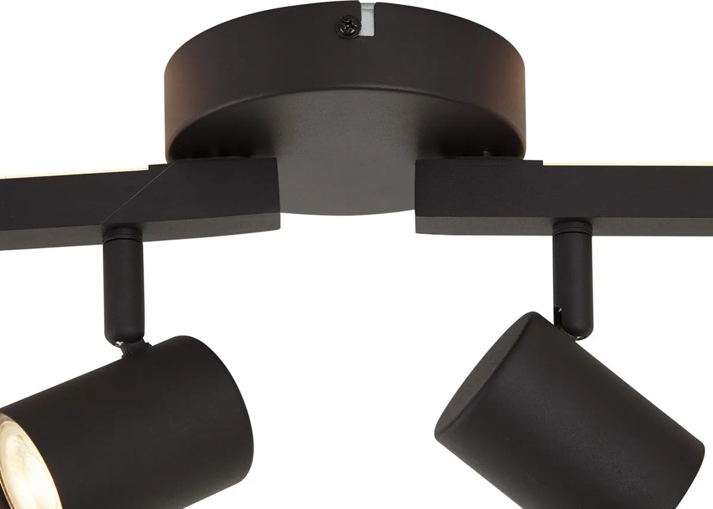 Modern fekete 6 égős GU10 50mm mennyezeti spotlámpa háttérvilágítással és 3 állású kapcsolóval - Back Up