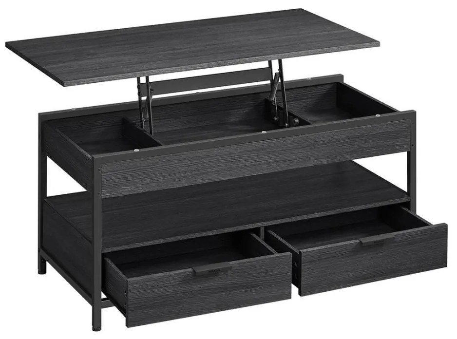 NYRO fekete, emelhető asztallappal rendelkező dohányzóasztal