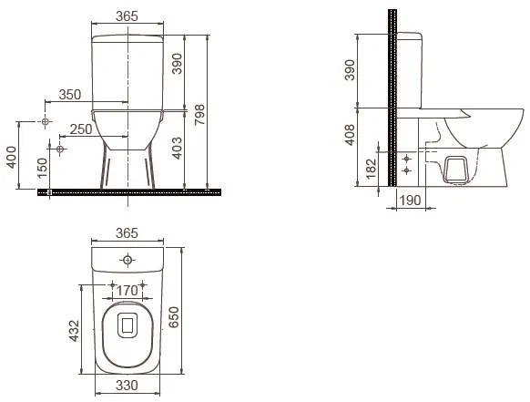 CeraStyle Duru perem nélküli monoblok Wc + Bidet 2in1, Wc tartály, öblítőszelep, mély öblítésű