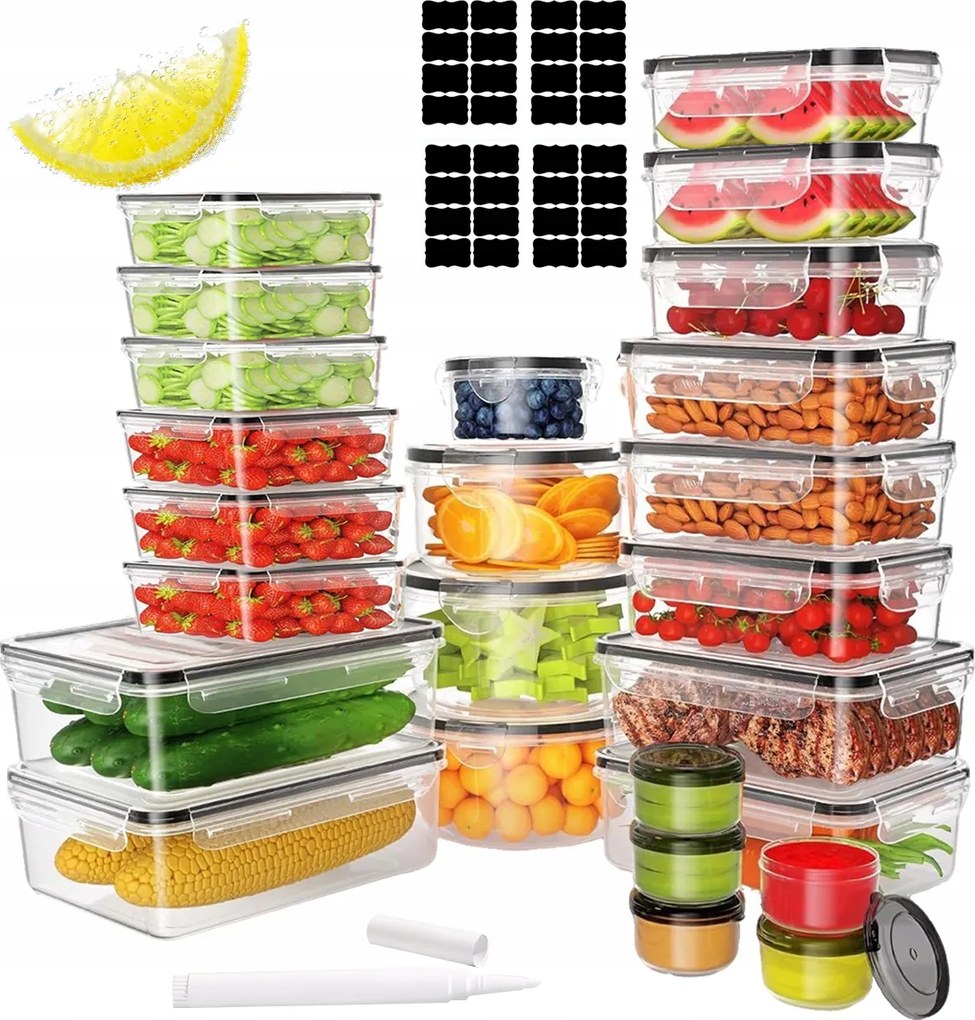 25db Légmentesen Záródó Élelmiszer Tartályok Műanyag Légmentesen Záródó Dobozok Ajándék