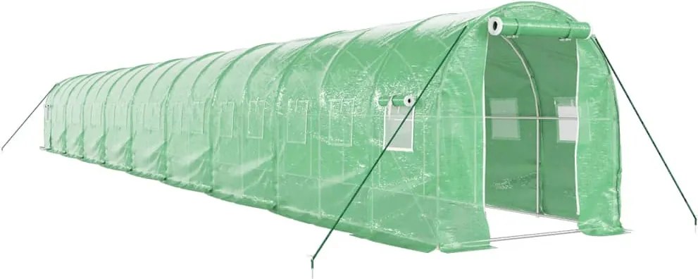 vidaXL zöld acélvázas melegház 36 m² 18 x 2 x 2 m