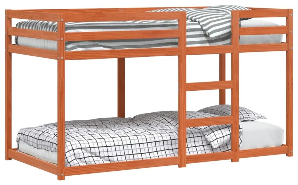 viaszbarna tömör fenyőfa emeletes ágy 90x190 cm