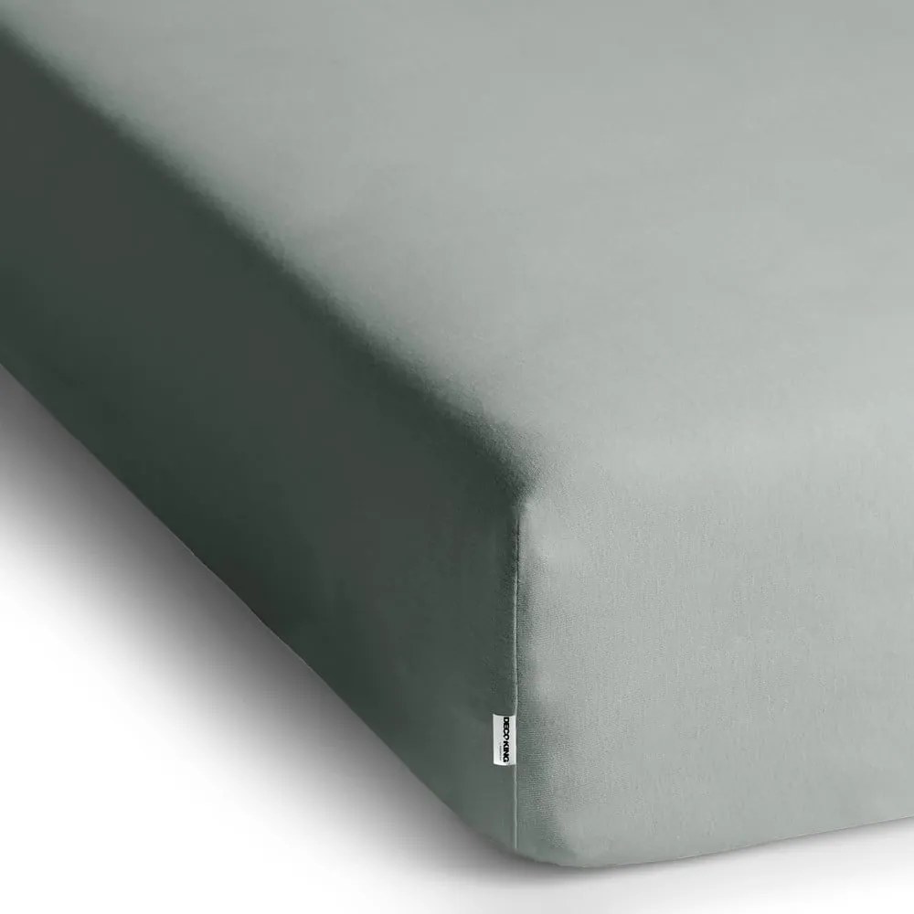 Világosszürke gumis jersey lepedő 200x200 cm Amber – Restilo