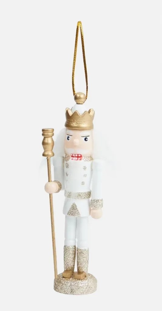 Diótörő Figura Dísz Karácsonyfa Medál Fa 13CM Fehér