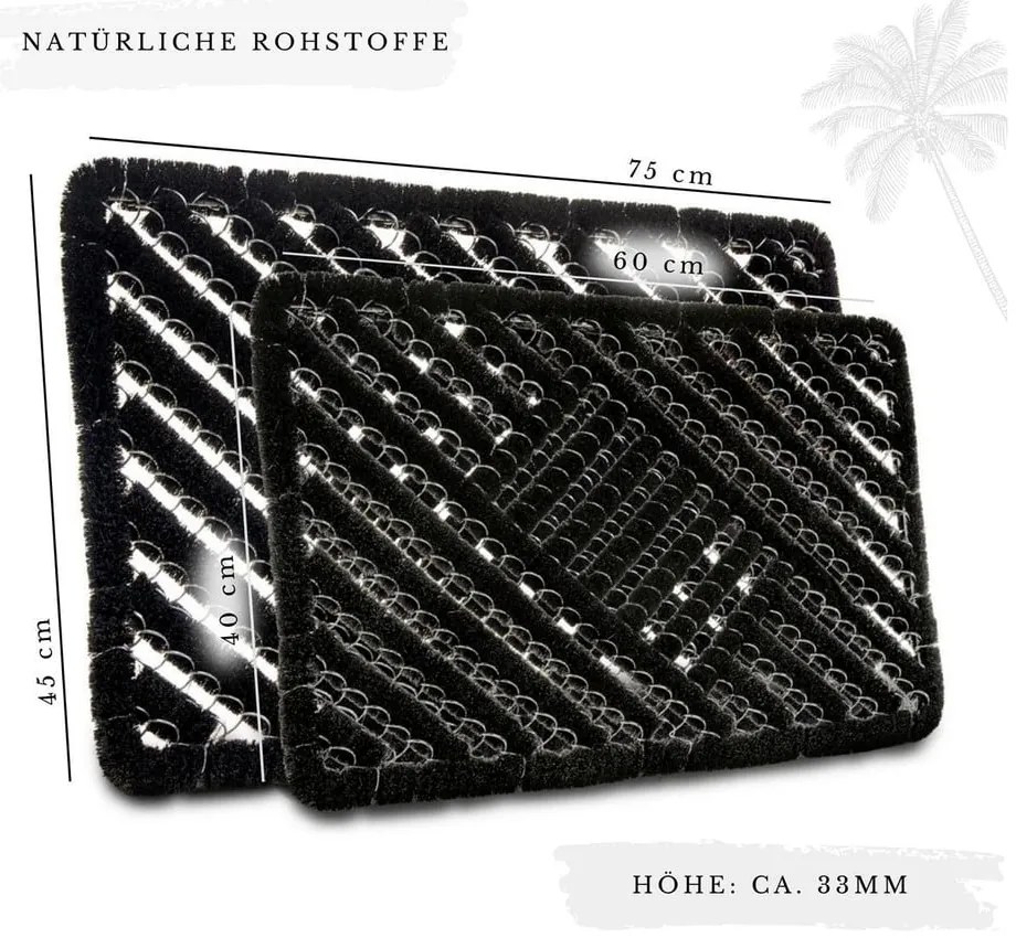 Kókuszrost lábtörlő 45x75 cm Coco Black – Hanse Home