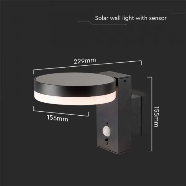 LED kültéri napelemes fali lámpa szenzorral LED/5,5W/3,7V 3000K IP54