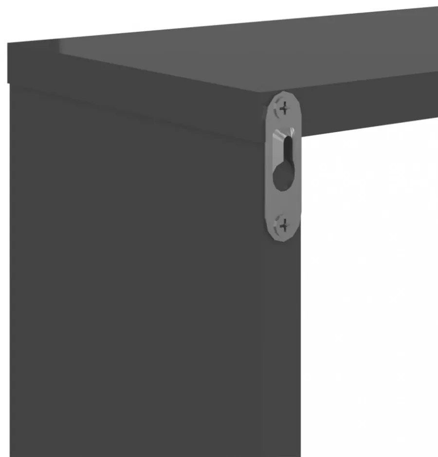 2 db magasfényű szürke szerelt fa fali polc 50 x 15 x 50 cm