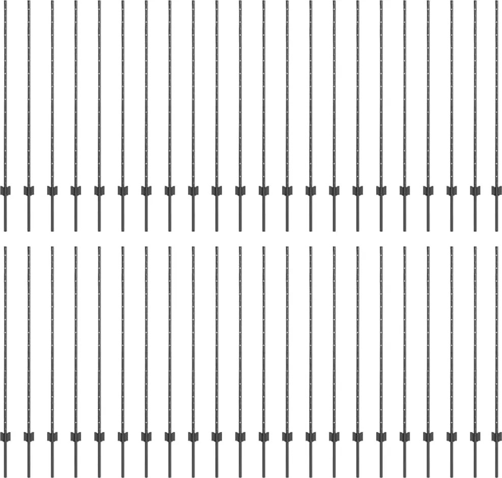 vidaXL Kerítésoszlop 44 pcs Szürke 180 cm Acél
