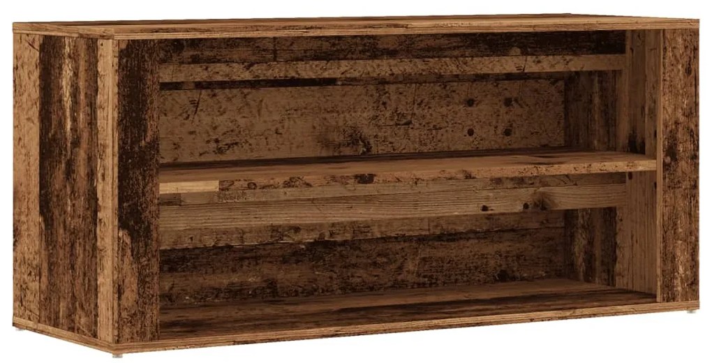 antik fa színű szerelt fa cipőtároló pad 100 x 35 x 45 cm