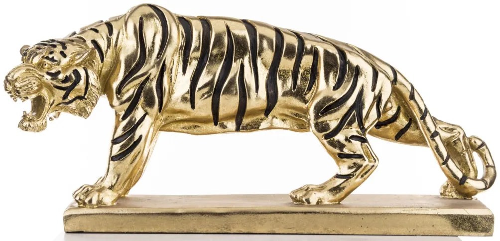 Tropical design nagy méretű arany-fekete tigris szobor otthon dekorációs figura 51x15x23,5cm