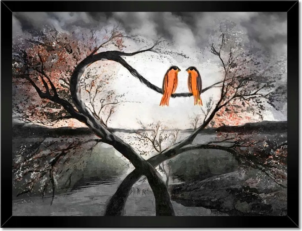 Poszterek keretben 40x30 Összefont fák Szerelem