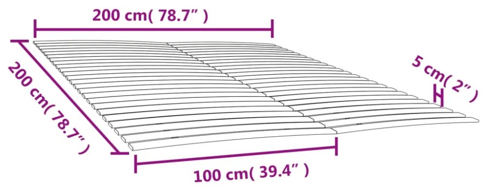 ágyrács-pótlók 48 léccel, 2 db, 100 x 200 cm