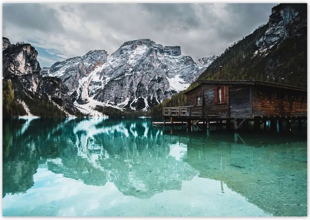 Poszterek 100x70 Fa házikó a hegyekben