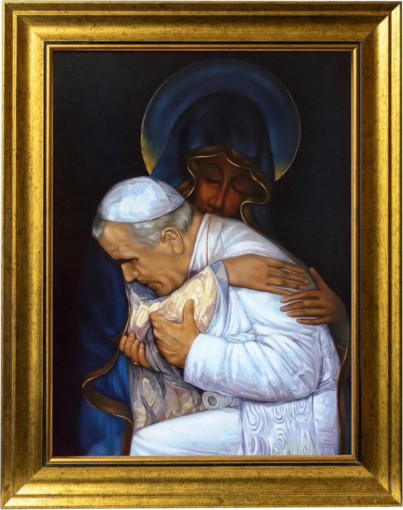 Jan Pál II Totus Tuus Vallásos Kép Arany Díszített Keretben 30X40