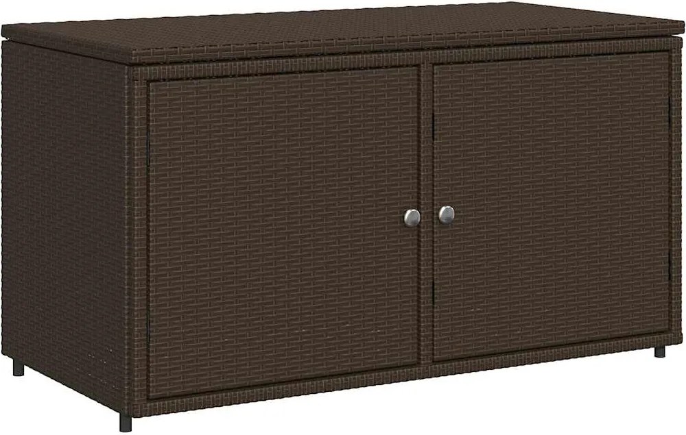 vidaXL barna polyrattan kerti tárolószekrény 110 x 55 x 60,5 cm
