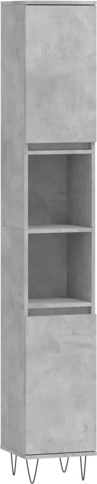 vidaXL betonszürke szerelt fa fürdőszobaszekrény 30 x 30 x 190 cm