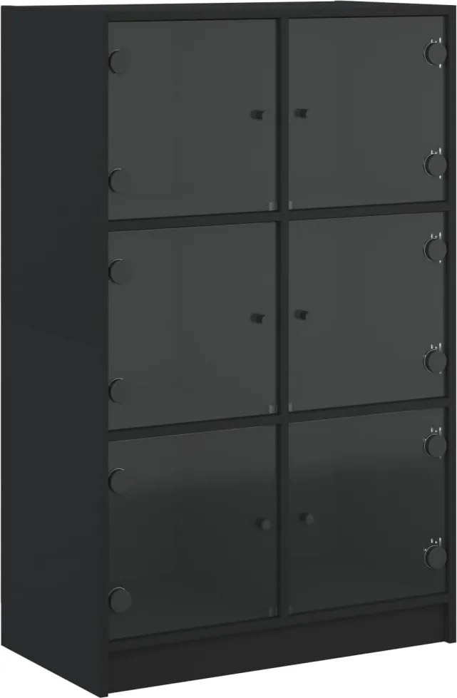 vidaXL fekete szerelt fa magasszekrény ajtókkal 68 x 37 x 109 cm