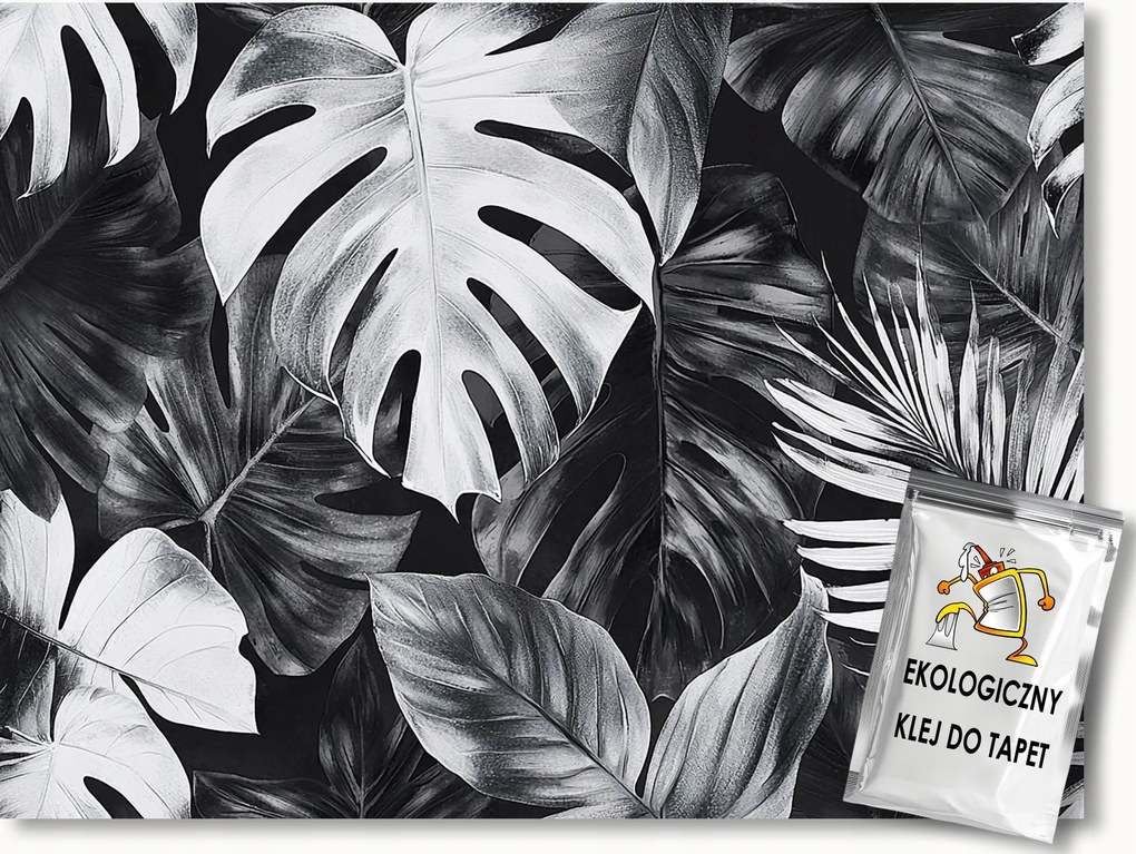 Fotótapéta Flizelina Szürke Levelek Monster Palma Glamour 104x70,5 ragasztó