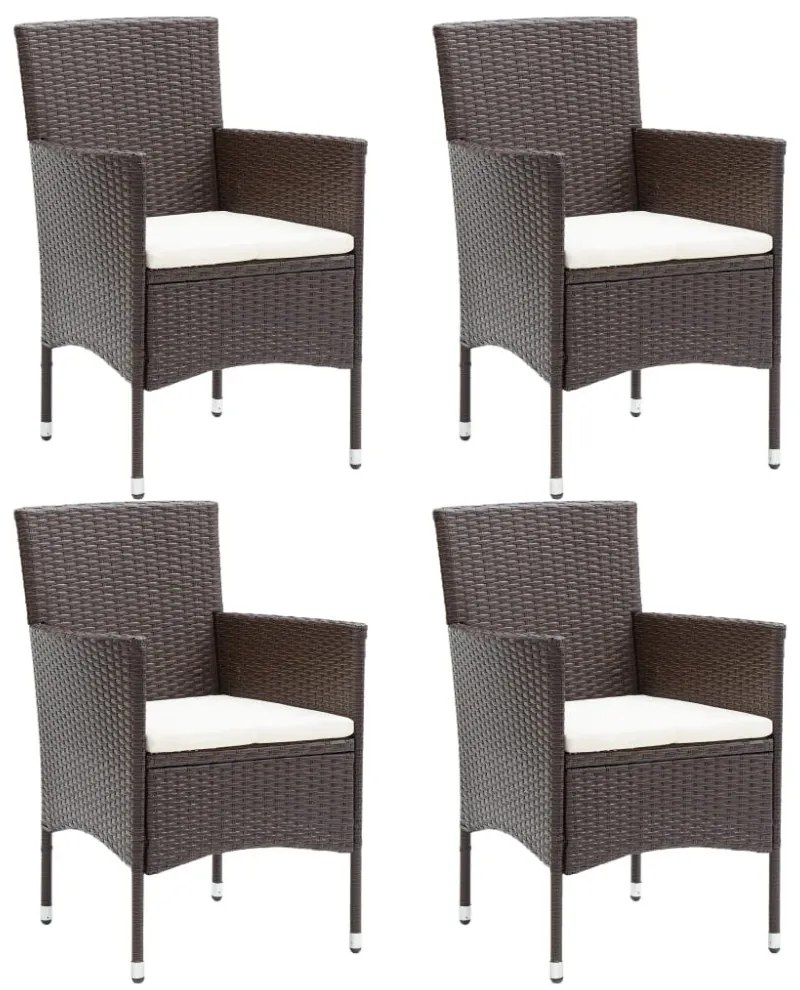 4 db barna polyrattan kerti étkezőszék