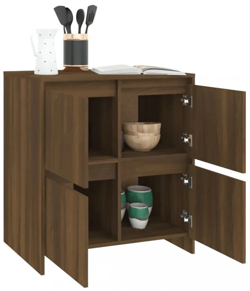 2 db barna tölgyszínű forgácslap tálalószekrény 70 x 41 x 75 cm