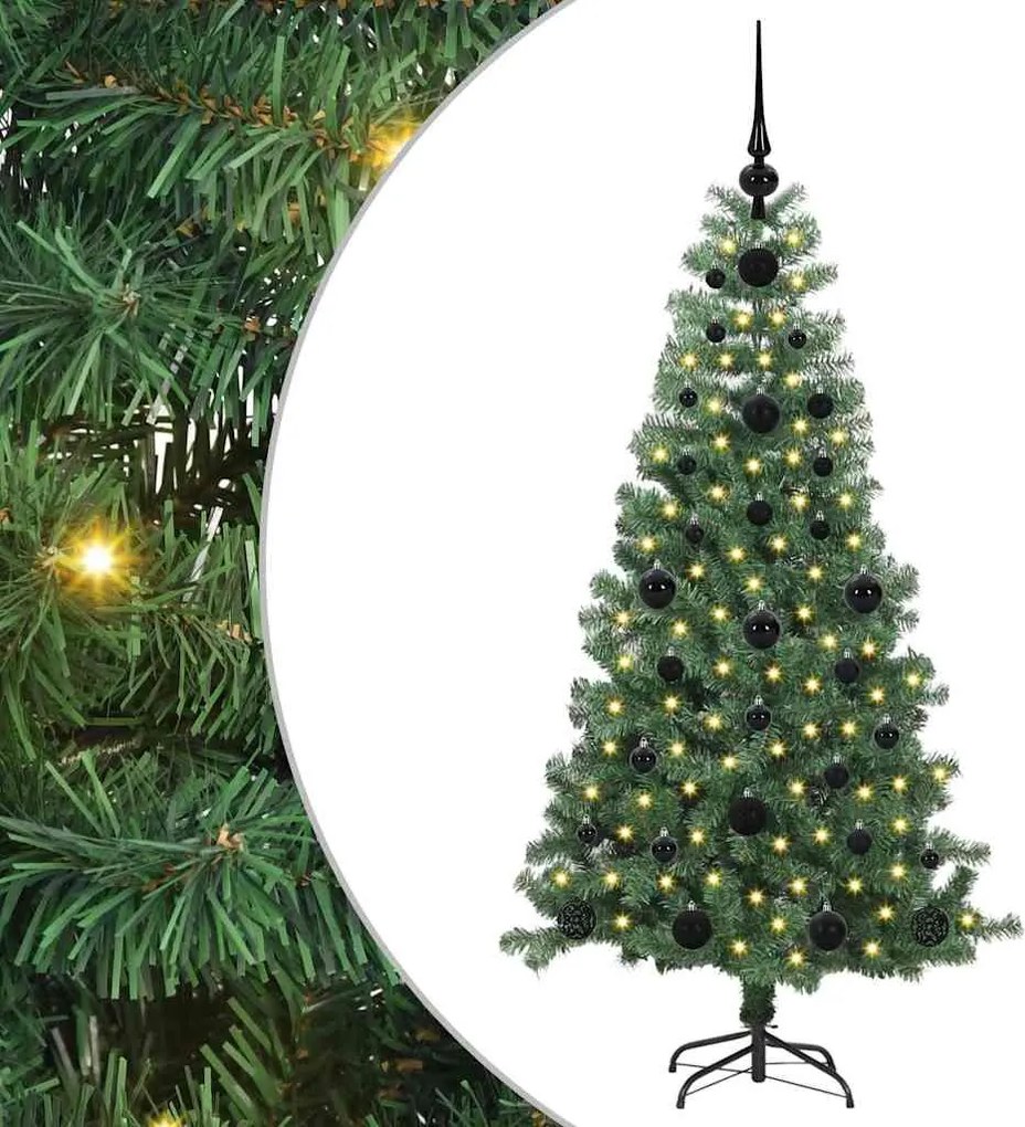 vidaXL Karácsonyfa 150 LED-del állvánnyal Zöld 120 cm PVC