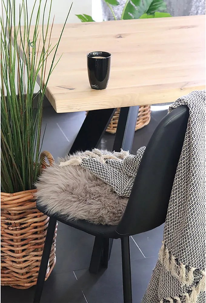 Lambskin báránybőr ülőpárna, Barna, Ø35 cm