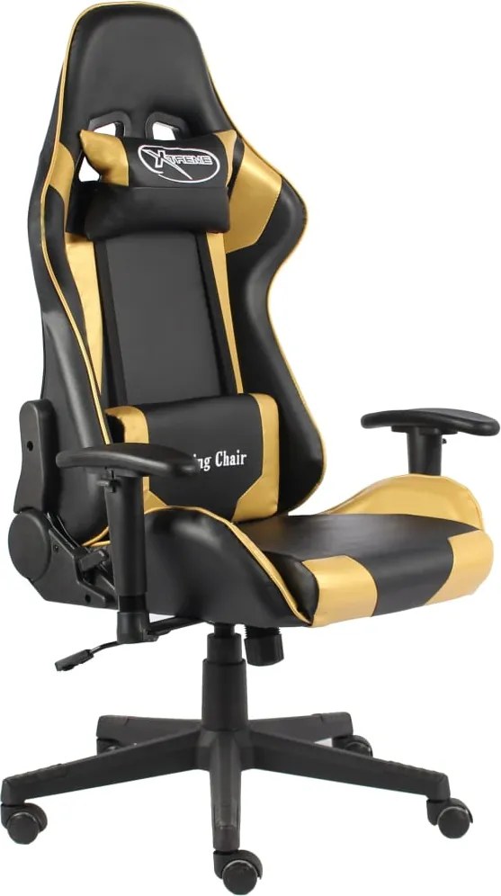 vidaXL aranyszínű PVC forgó gamer szék