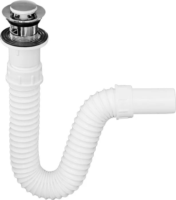 TEXO KLIKK- KLAKK króm - mosdószifon flexibilis cső - túlfolyós leeresztő - 5/4" x 0,5 m x 40 mm