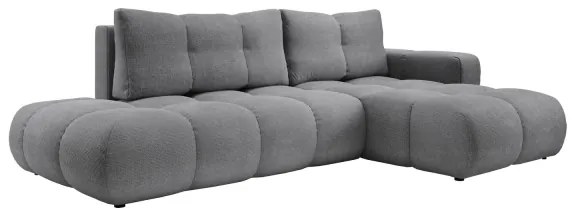 Kihúzható, kárpitozott L-alakú sarokülőgarnitúra ALMADA, jobb oldali, szürke
