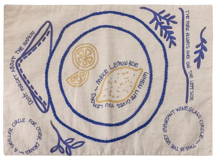 Lenkeverék tányéralátét 33x48 cm Limone – Bloomingville