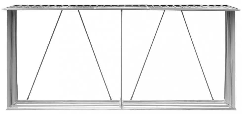 antracit horganyzott acél kerti tűzifatároló 330 x 84 x 152 cm