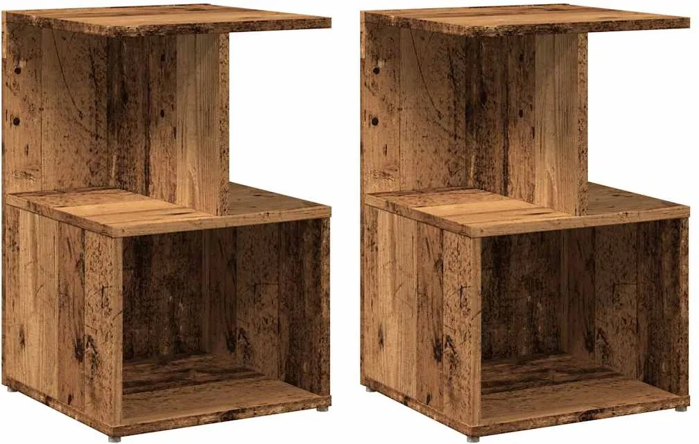 vidaXL éjjeliszekrények 2 db Régi fa 35x35x55 cm Gépesített fa