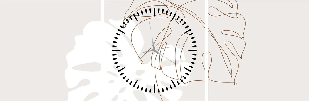 Kép - Line art monstera N⁰2 (órával) (90x30 cm)