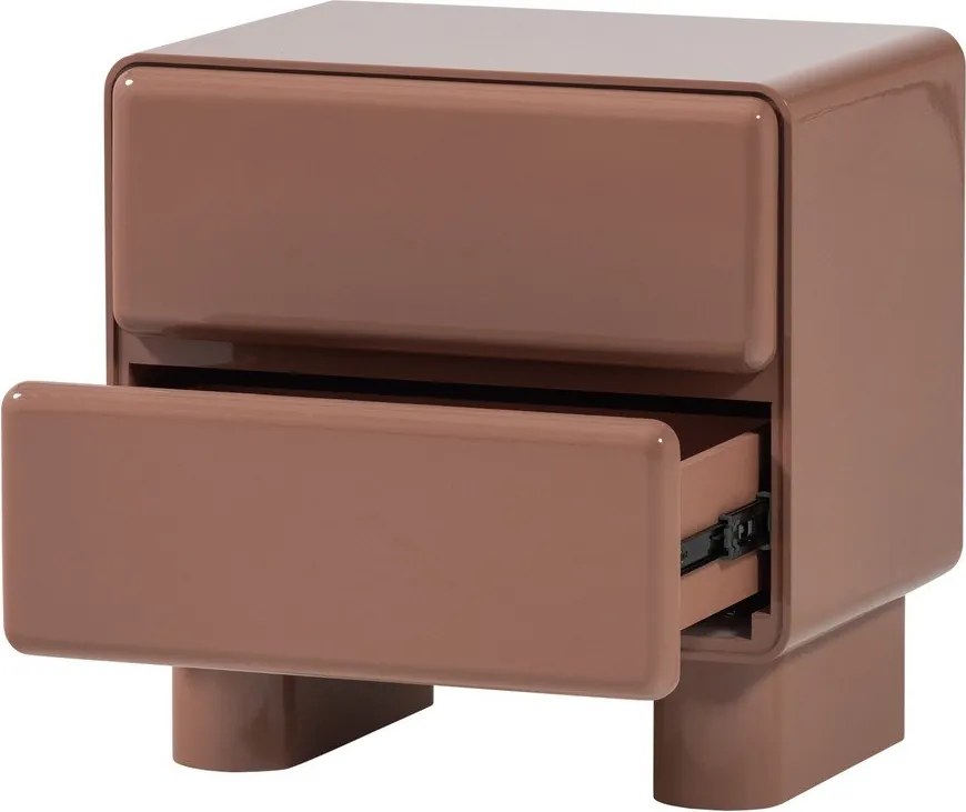 Rózsaszín fényes éjjeliszekrény Lustra – WOOOD