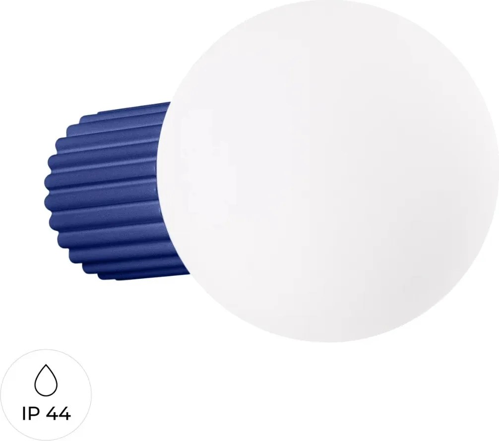 Fali lámpa ultramarin bordázott üveg fehér gömb 12 cm IP44 Sollux