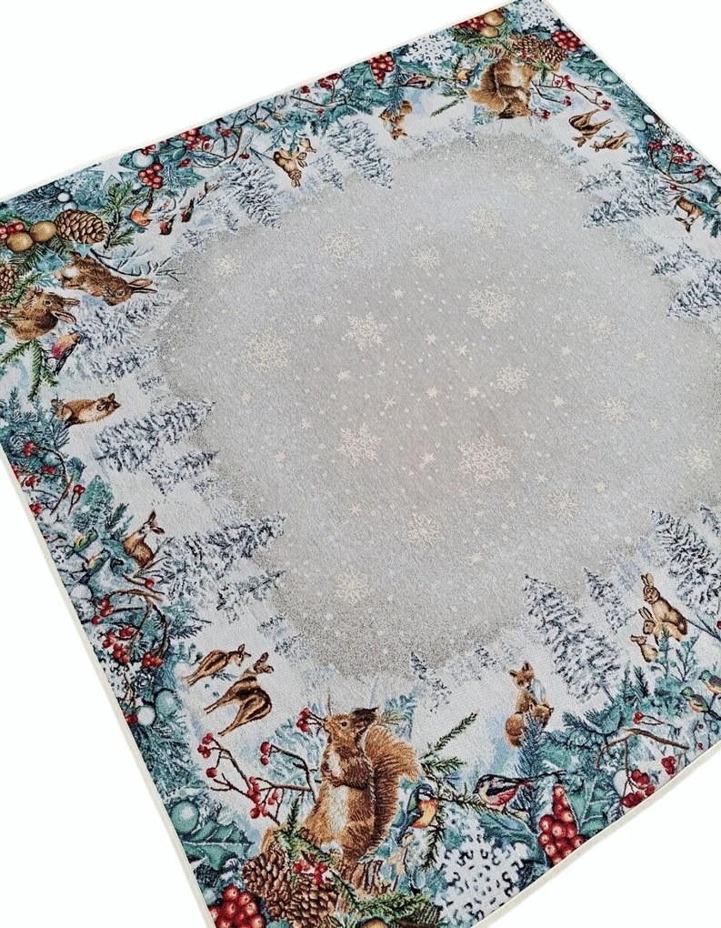 Abrosz 100x100 cm erdei állatokkal téli karácsony