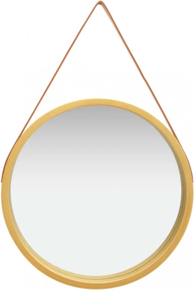 Aranyszínű fali tükör szíjjal 60 cm