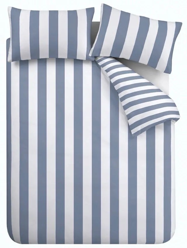 Fehér-kék kétszemélyes hosszabbított ágyneműhuzat 230x220 cm Cove Stripe – Catherine Lansfield