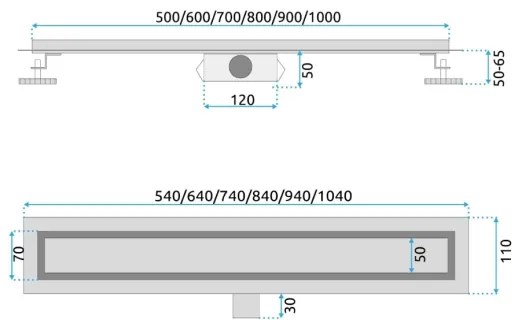 REA-G2502 - NEOX 70 cm rozsdamentes acél lefolyócsatorna