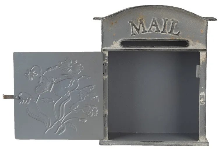 Vintage fém postaláda szürke pillangós