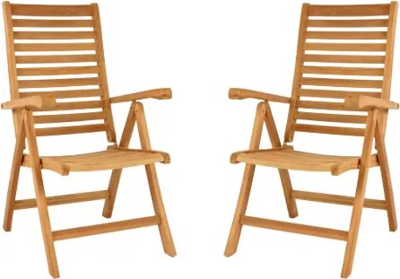 DIVERO Összecsukható szék teakfa 2 db