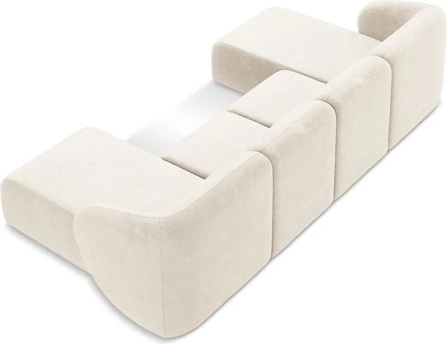 Bézs zsenília (U alakú) sarokkanapé Lani – Makamii