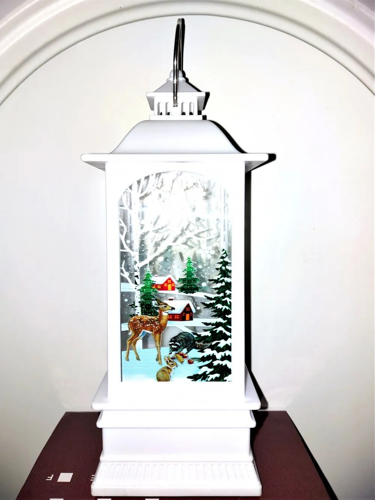 Karácsonyi Mintás Led Lámpás Hóember És Bambi Képpel - 19 Cm L10989 Usb Nyuszi Mosómaci Mókus Madár Van Rajta Ajándék