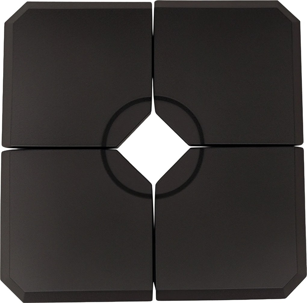 Outsunny 4 darabos napernyő talapzat készlet teraszra vagy kertbe, 80 kg víz vagy 120 kg homok tölthető stabilitás 100x100x9.5 cm fekete | Aosom