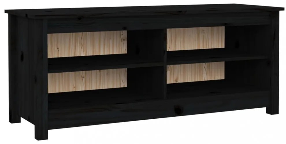 fekete tömör fenyőfa cipőtároló pad 110 x 38 x 45,5 cm